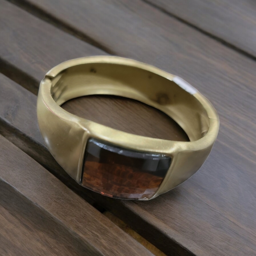Gold and Brown Hinge Bracelet